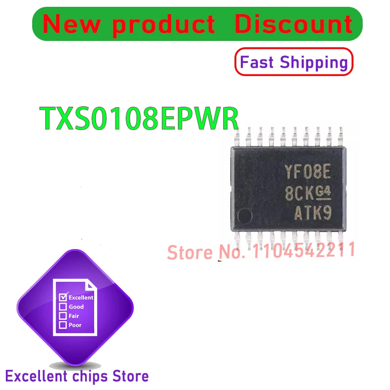 TXS0108EPWR 10PCS~1000PCS/LOT  TXS0108EPW TXS0108 YF08E TSSOP20