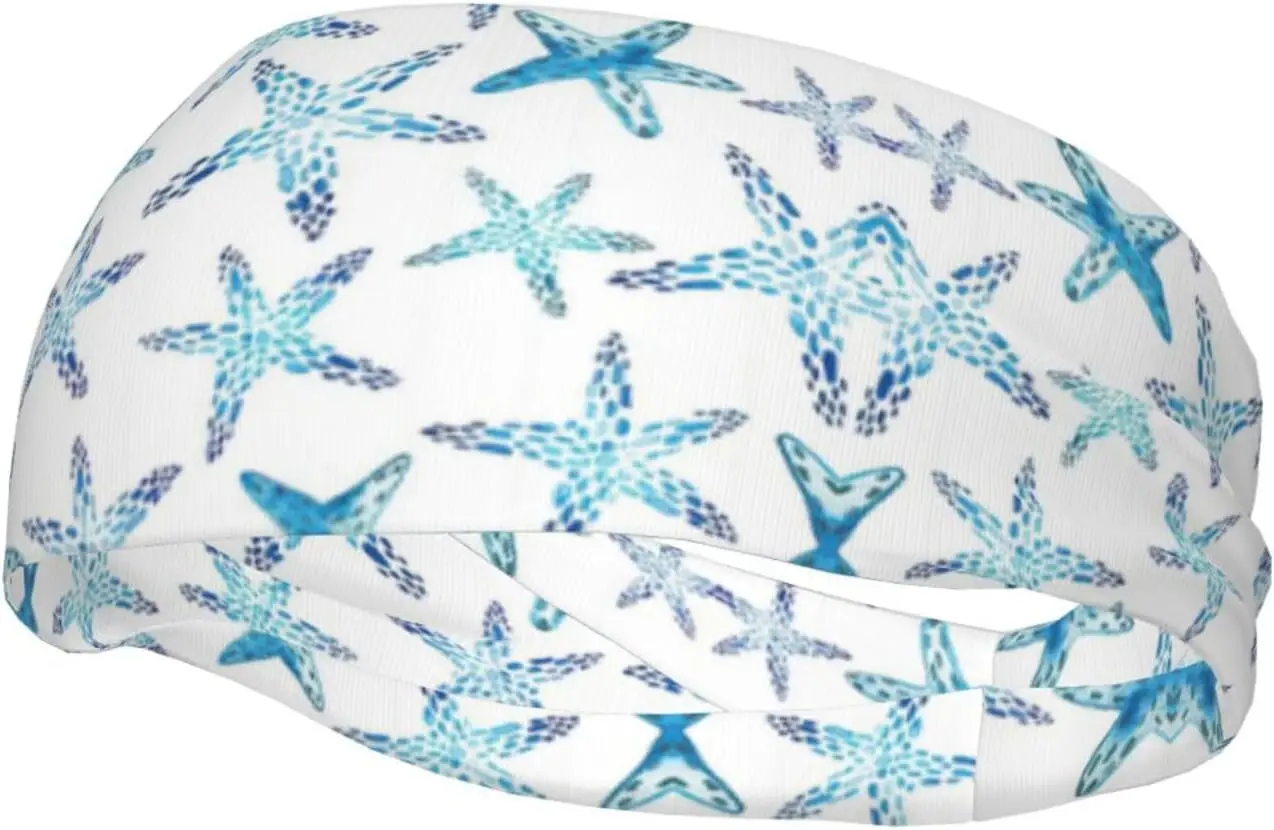 

Стильная спортивная повязка на голову с милым принтом морской звезды, эластичная дышащая и влагоотводящая повязка на голову для спортзала
