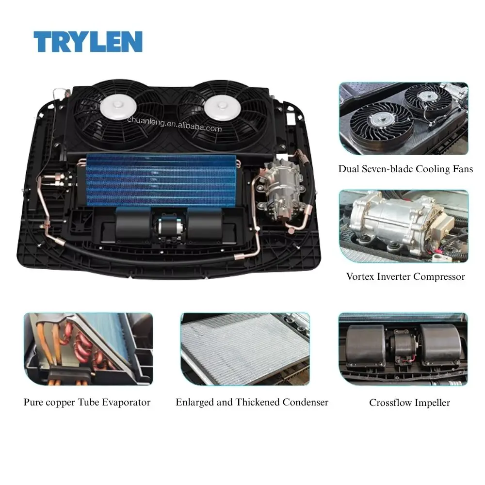 TRYLEN Electric 24V 12 Volt Air Conditioning Dc Rv Van Rooftop Truck Sleeper 12V Car Air Conditioner