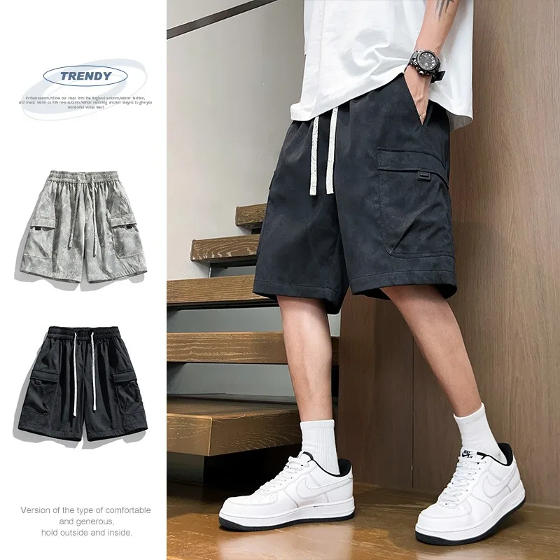 

Cargo Shorts for Men Thin Loose Sports Shorts Casual Korean HipHop Outwear Men Shorts Sweatpants Gym Shorts Streetwear Pants Men