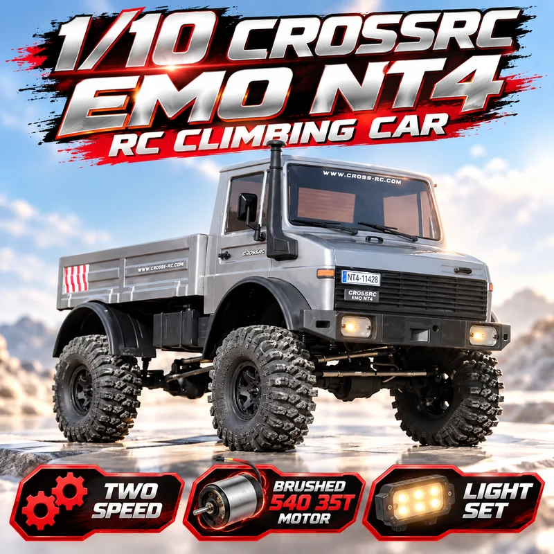 Hot 1/10 CROSSRC EMO NT4 Remote Control Simulation Unimog Climbing Off-Road Vehicle Electric RC Two-Speed 25KM/H Model With LED