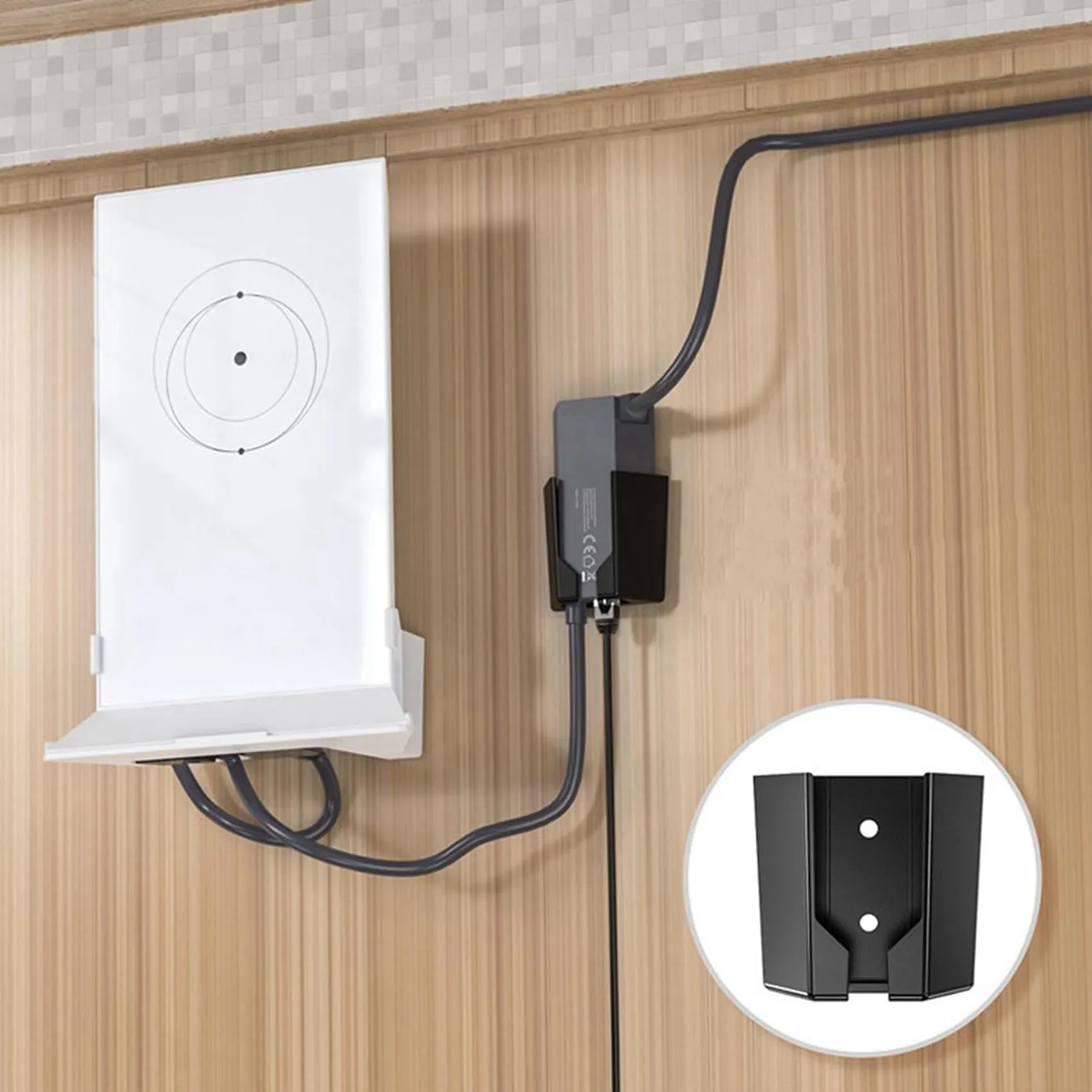 ABVT-2X Suitable For Starlink Ethernet Adapter Satellite Bracket Wall-Mounted Storage Rack Starlink Rack Black