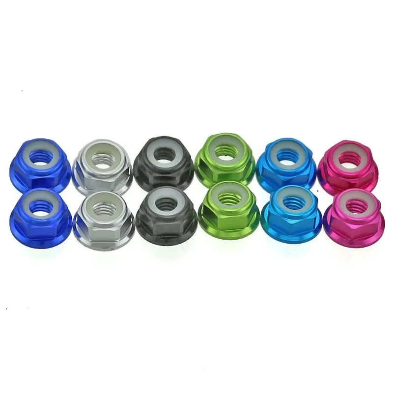 10PCS M5 Aluminum Motor Screw Nuts Nylon Insert Self Lock Flange Nut CW