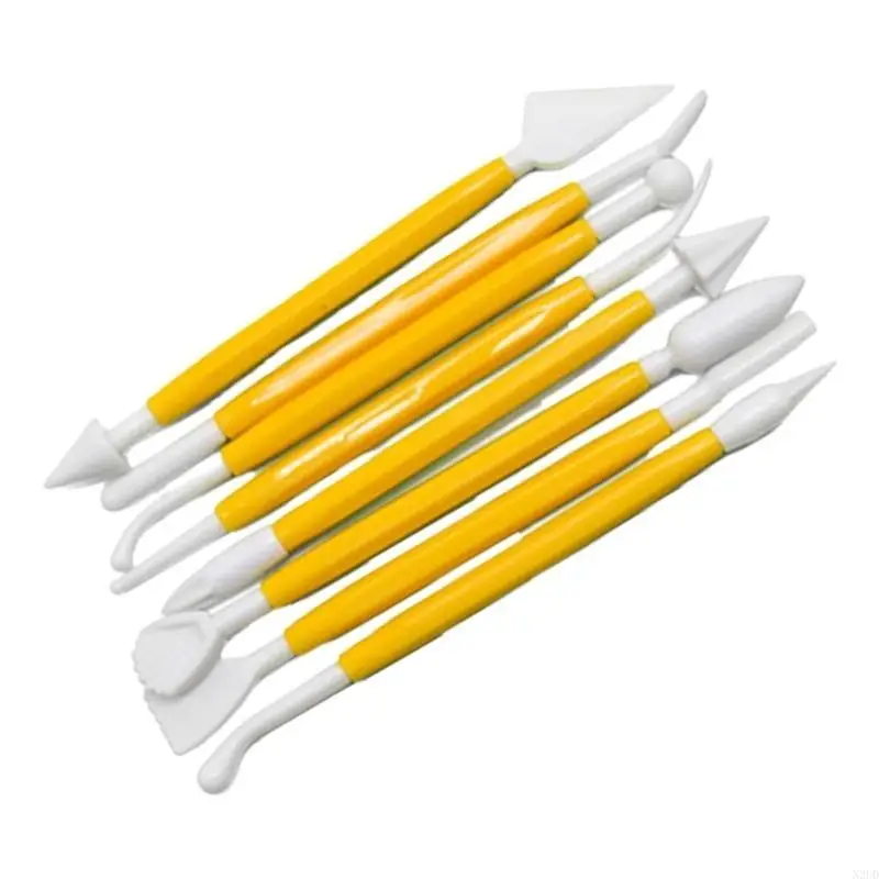8Pcs Cake Decorating Fondant Tool Double Ended Sculpting Tool Plastic Fondant Sculpture Pen Cake Decorating Hand Tool N2UD