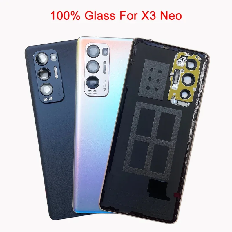 For OPPO Find X3 Neo 5G CPH2207 Back Battery Cover  Rear Case With Camera  Lens Repair Replacement