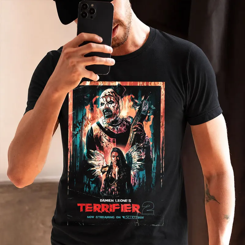 Retro Horror Movie Terrifier Art The Clown Killer Scary Halloween Gift T Shirt 0912 Short Sleeve Graphic clothes All size tops