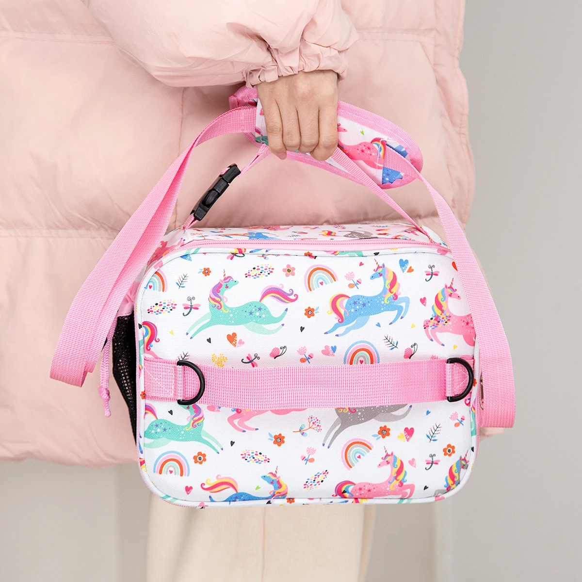 Isolierte Lunchtasche mit Cartoon-Motiv, niedliche, mit Blumenmuster bedruckte Lebensmittelhandtaschen, tragbare Thermo-Lunchtasche, Frischhaltebeutel, Tragetasche für Studenten – Detail 7