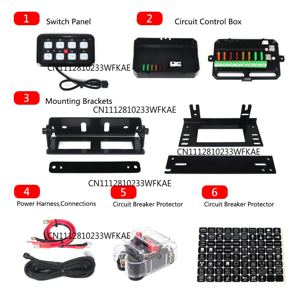 Universal Car 8 Gang Switch Panel BA80 Automatic Dimmable LED Touch Control Panel Box Electronic Relay System For ATV UTV SUV