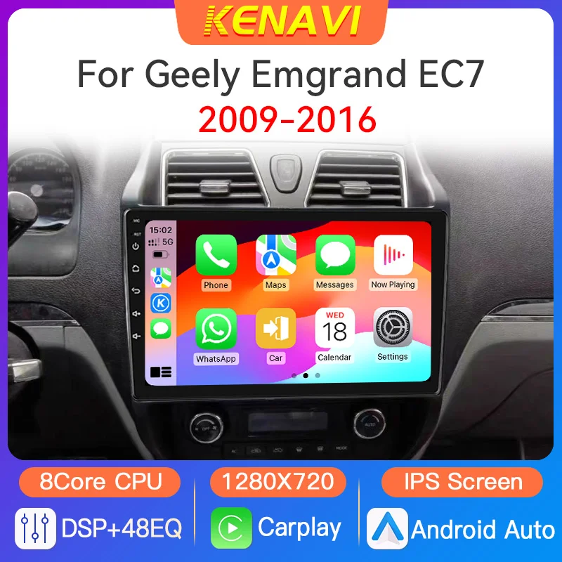 Автомобильный стерео радио мультимедийный видеоплеер для Geely Emgrand EC7 1 2009-2016 GPS RDS беспроводной Carplay Android Auto 2 Din головное устройство