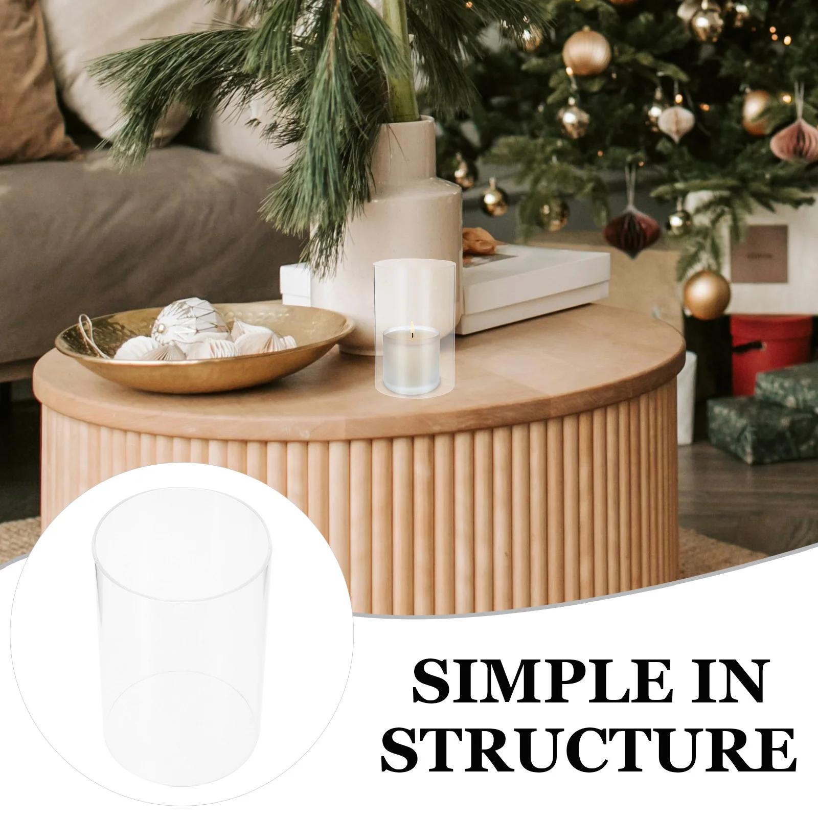 

2Pcs Glass Holder Covers Transparent Windproof for Pillar Candles Decorative Cylinder Flame Guard Kitchen Dining