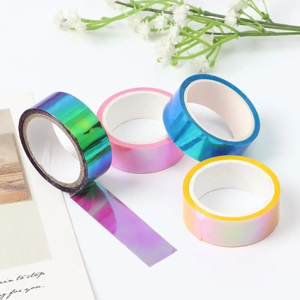 Mirror Wrapping Waterproof Graphic Tape Removable Decorative Sparkle Metallic Tape Stationery Rainbow Holographic DIY