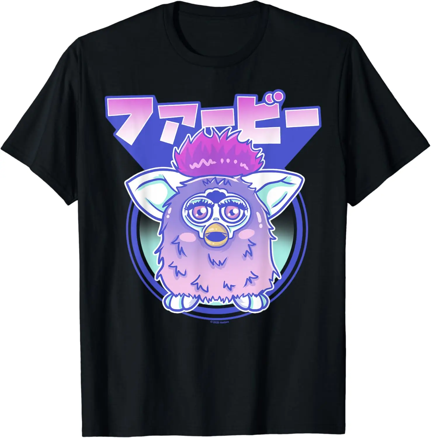 Furby Retro Pink Circle Kanji Portrait T-Shirt Casual O-Neck Tee Shirts Streetwear