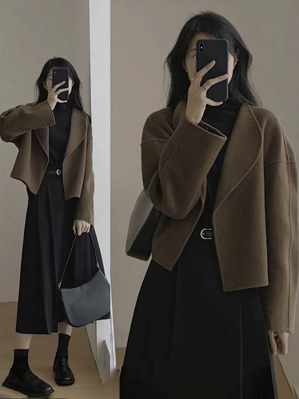 

Elegant Fashion Ladies Suit Set High Waist Midi Skirt And Short Jacket Two Piece Set Luxury Feel Autumn Winter New Arrival