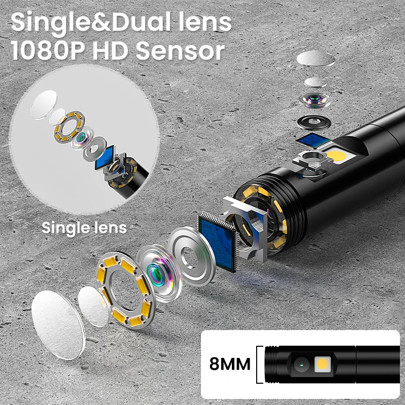 Industrial Endoscope 4.3'' Screen Single Dual Lens 2M-100M Automotive Endoscopy Inspection Borescope Waterproof Plumbing Camera