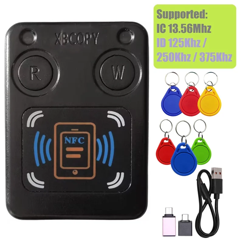 BNVN-NFC RFID Smart Chip Card Reader Mesin Fotokopi + 3XUID/CUID Gantungan Kunci IC 13.56Mhz ID 125K 250K 375K RFID Token Clone Duplikator