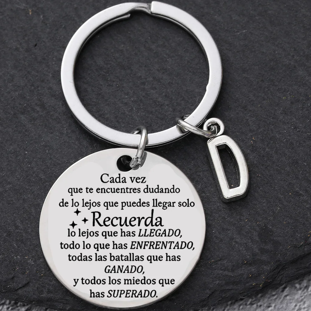 1PC Spanish Keychain Inspirational Quote Pendant Keychain Keyring, for Son Daughter Aunt Niece Family & Friends Hijo Hija