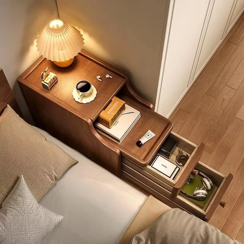 Living room Home furniture Wooden storage rack Narrow bedside table Full solid wood with drawers Bedside bedside table