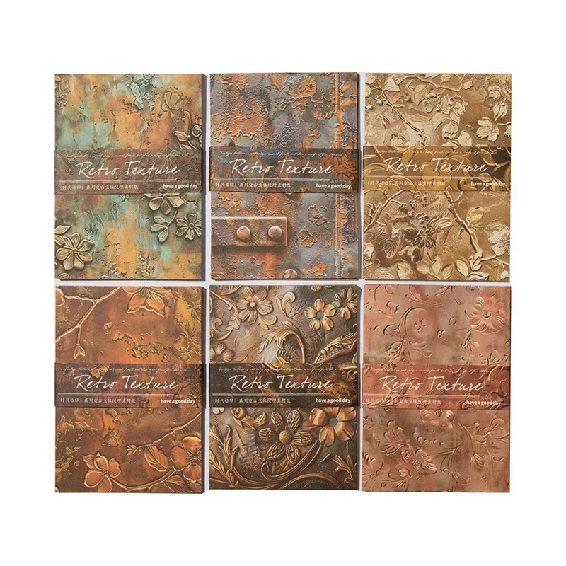 

30Pcs Material paper Retro 3d texture Time brand Pack Old material Notebooks Background Writing Background Scrapbook 173*115mm