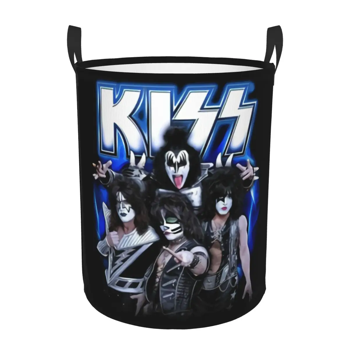 Custom Kiss Rock Metal Band Laundry Basket Foldable Toy Clothes Hamper Storage Bin for Kids Nursery