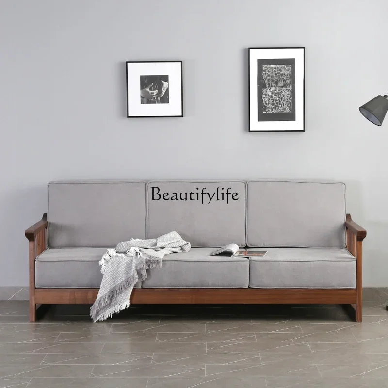 

lNorth American Black Walnut Solid Wood Sofa Simple Removable and Washable Modern Fabric Sofa