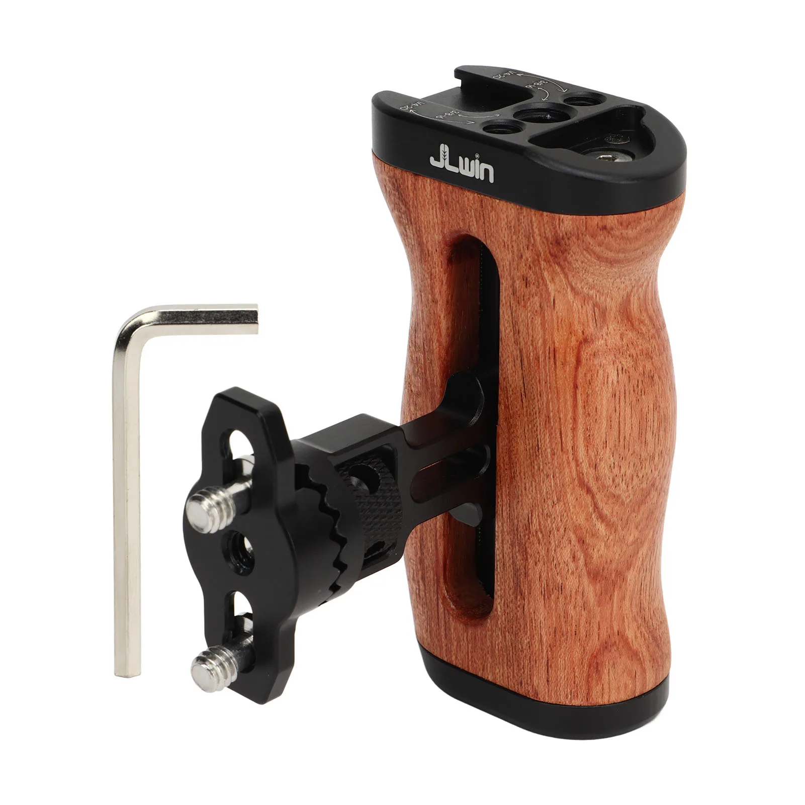 JLwin Camera Cage Side Handle Left Right Wooden Camera Cage Hand Grip with 1/4 3/8 Screw Hole Cold Shoe Mount for SLR Cameras