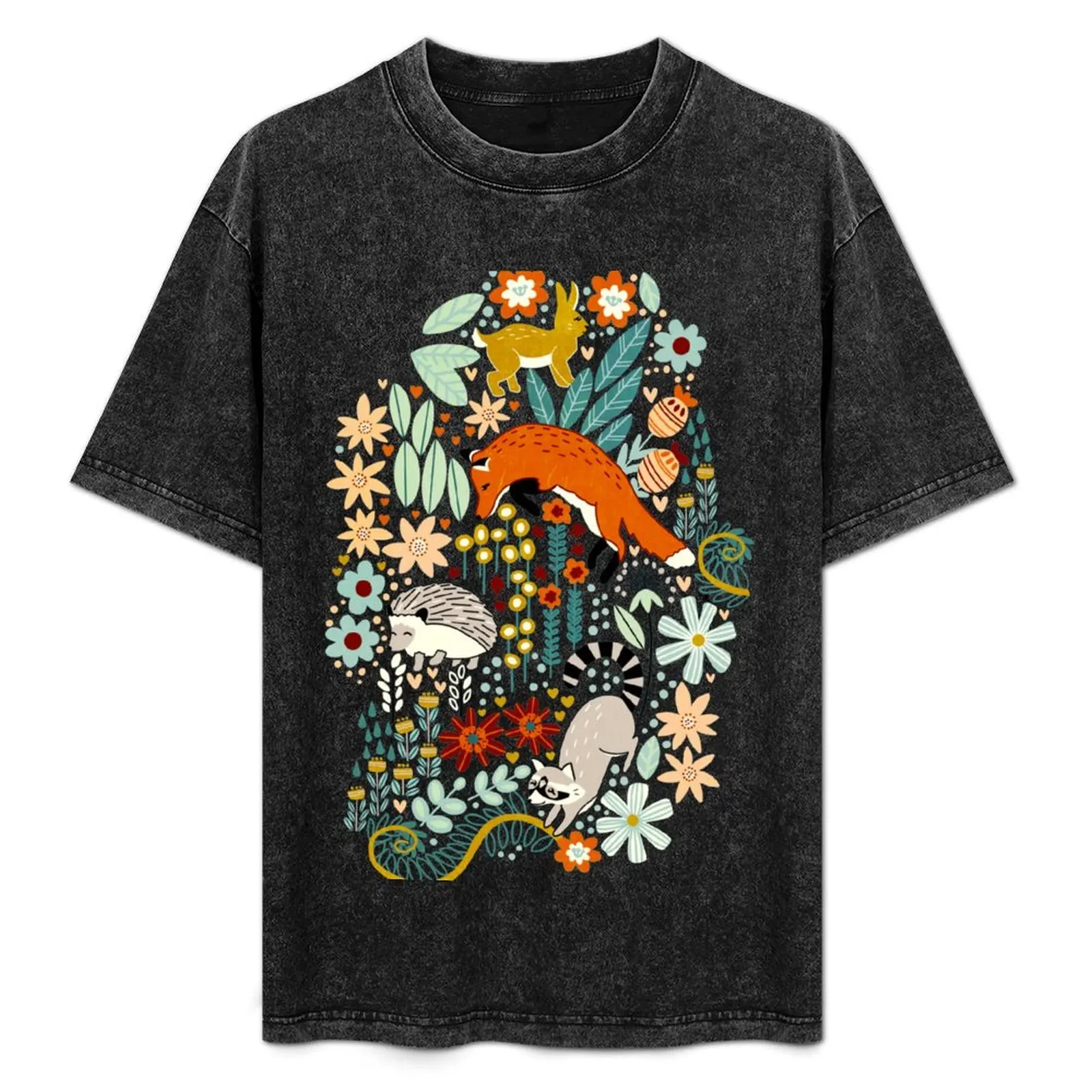

Textured Woodland Pattern T-Shirt Basic Tee Shirt for Everyday Outfit