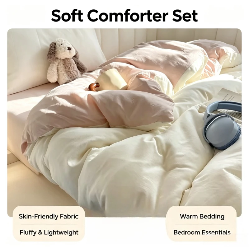 Minimalist Solid Color Bedding Four-piece Set Soft Duvet Sheet Kit for Student Dormitory Bed Linen Bed Sheets and Pillowcases