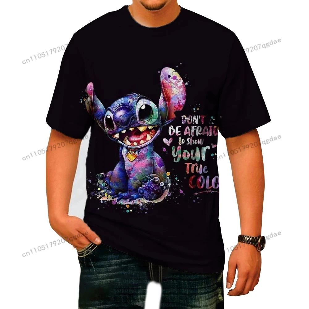 

2025 топы, летние мужские и женские футболки Disney Lilo amp Stitch, мужская модная одежда с короткими рукавами с героями мультфильмов, повседневная стильная уличная одежда