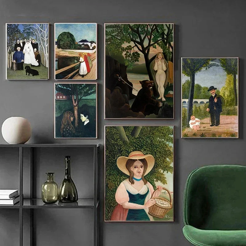 Multiple sizes 1pc frameless Canvas Painting Rousseau and Munch Famous Artwork Posters and Prints The Dream Canvas Painting Livi