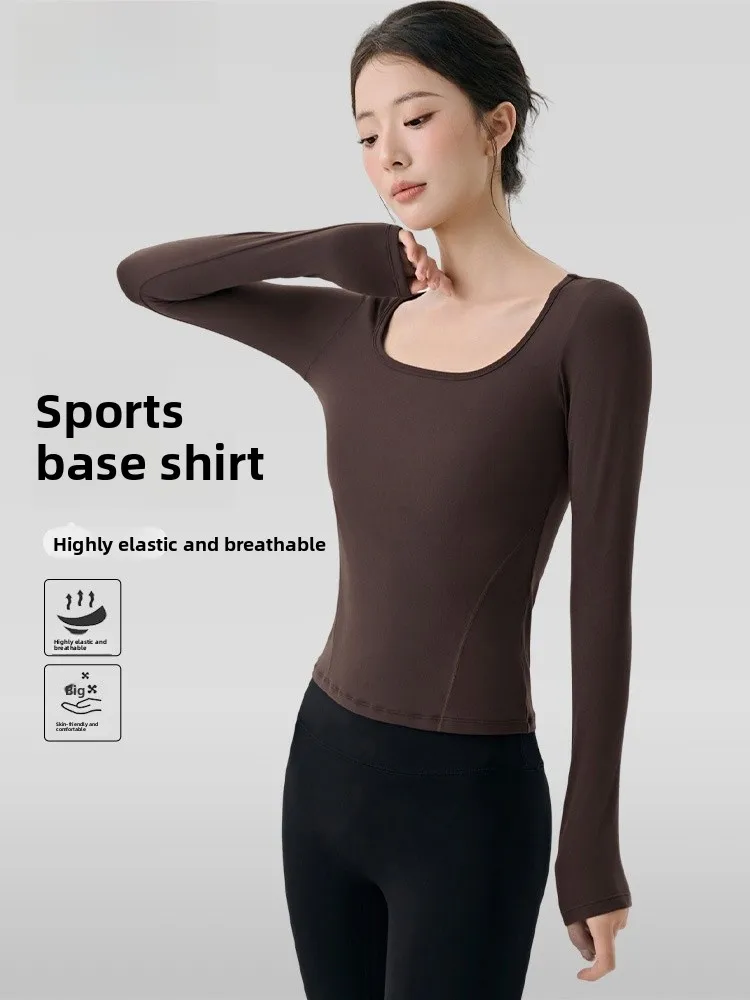 Dopasowana koszulka do biegania z długim rękawem, lekka, oddychająca, warstwa bazowa do pilatesu, modna odzież damska, premium F...