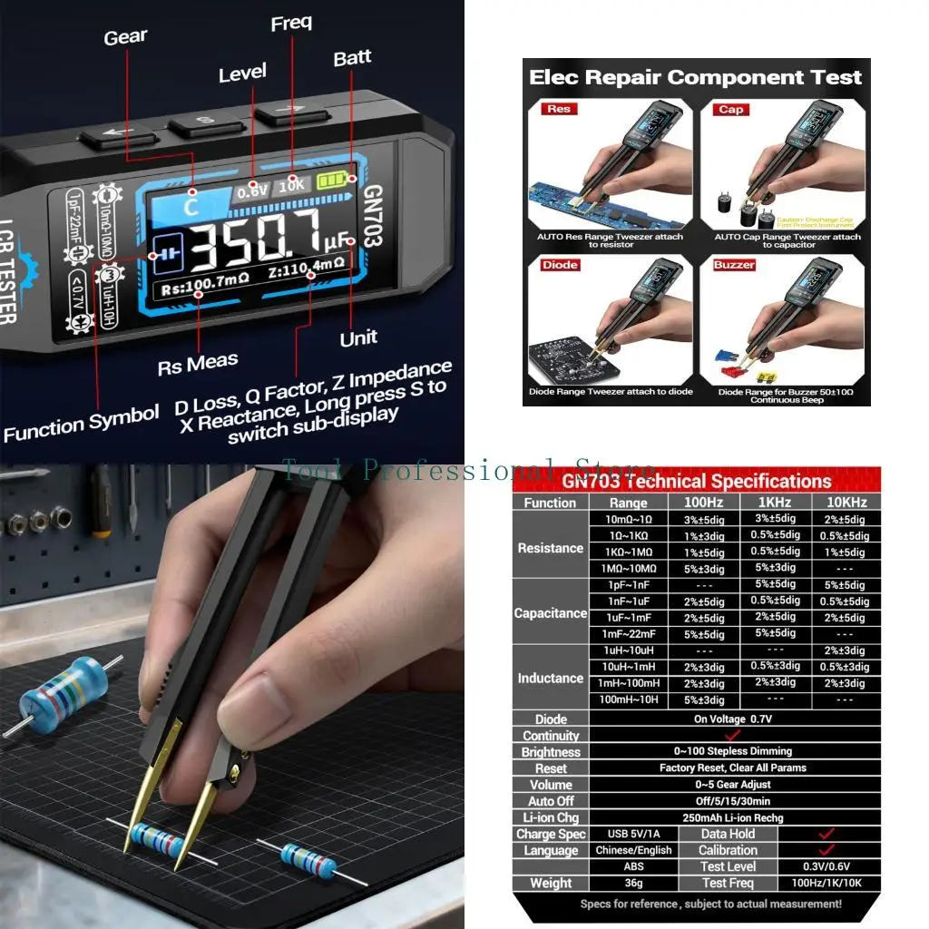 57QF Multifunctional Digital Tweezer Bridge with Auto Mode & Manual Setting Easy to Use for Electrical Measurements