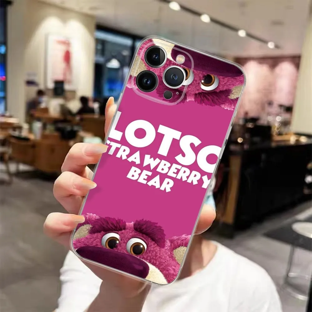  Cartoon Lotso Phone Case For iPhone 15 14 13 12 11 Pro Xs Max Mini XR X 7 8 Plus Transparency Funda Colorful Soft Cover