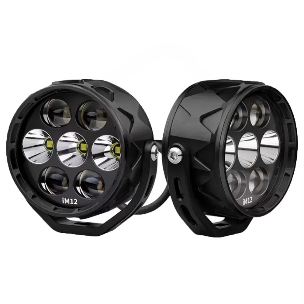 

High Quality Aluminum LED Front Auxiliary Lights Motorcycles 12V High Brightness Fog Lights Waterproof 2 Lens Motorbike Driving
