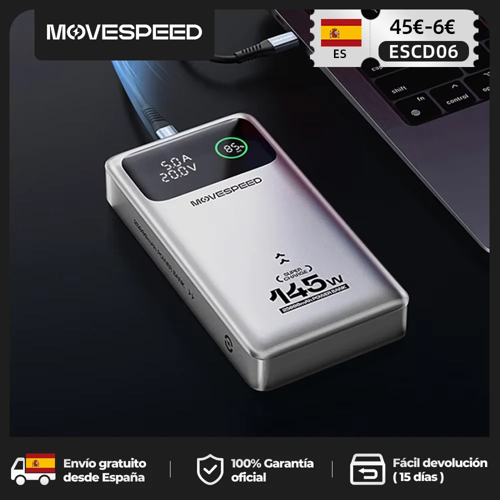 MOVESPEED M25Pro 25000mAh banco de energía 140W tipo C PD carga rápida PowerBank cargador portátil externo para MacBook Lenovo portátil