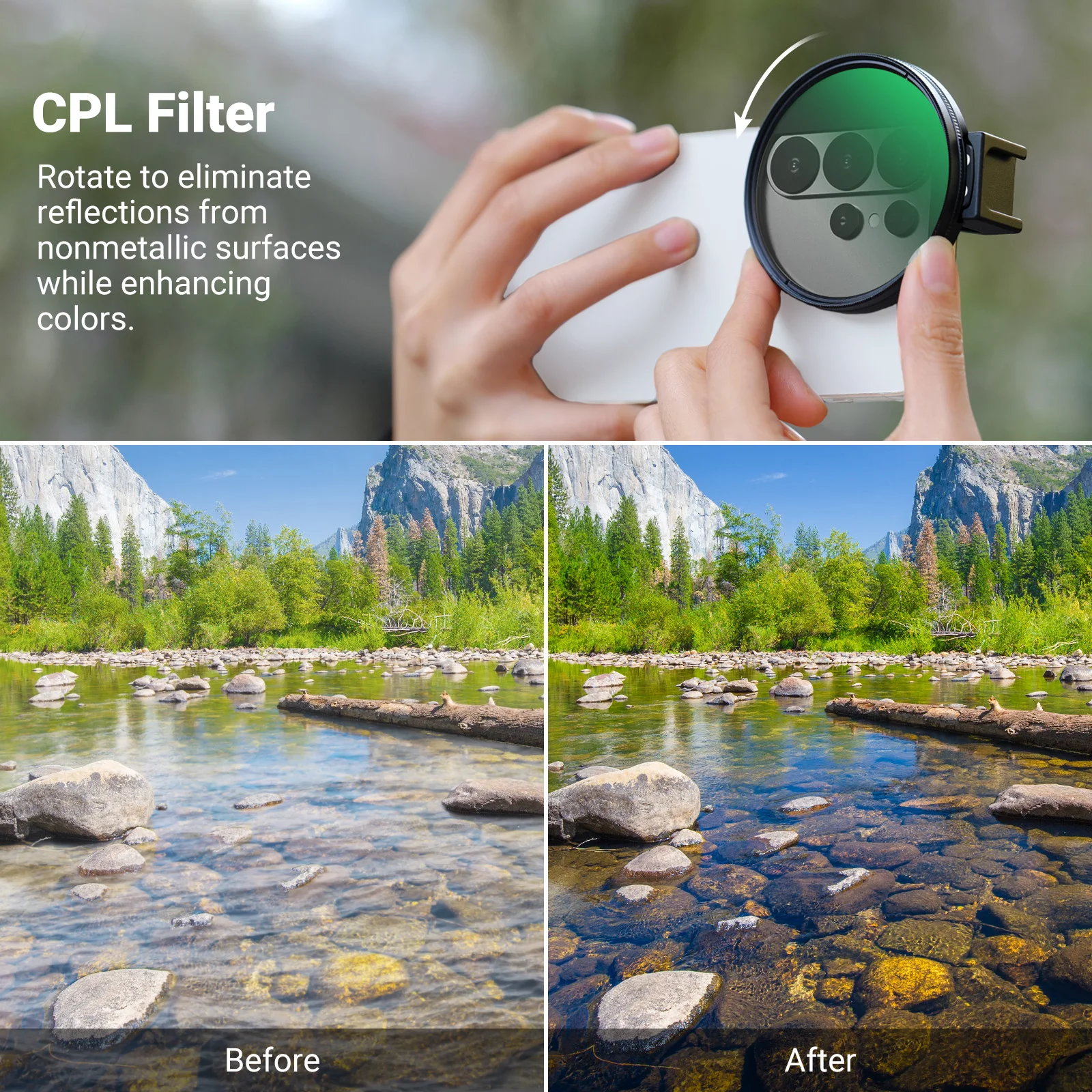 NEEWER 67mm Handy-CPL-Filter mit Cold-Shoe-Clip, HD-Zirkularpolarisationsfilter für Samsung S26 Ultra iPhone 17 Pro/Pro Max – Detail 2