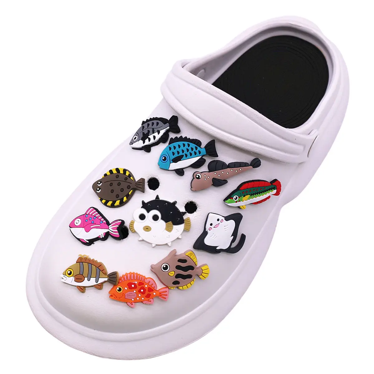 1 Pcs Pack Cute Fish Shapes Shoe Charms Accessories Pufferfish Grouper Shoe Decorations Jeans Pins Clogs Badge Unisex Gifts image 2