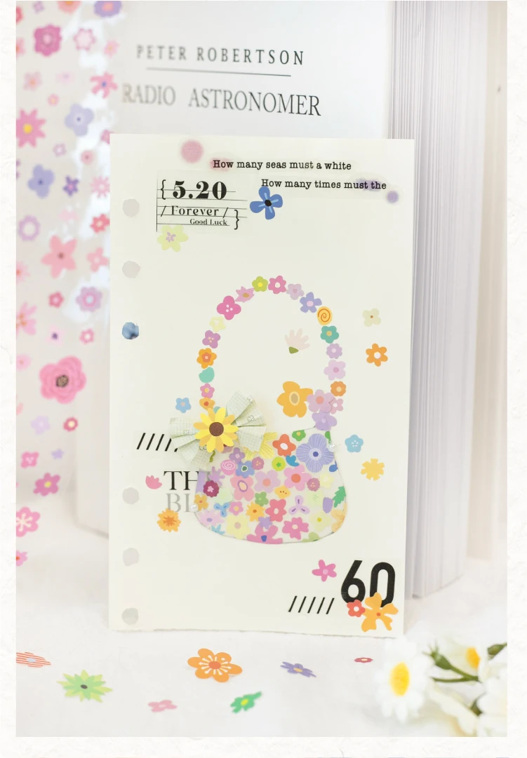 Journal GO 5cmx2m Kleine Blumenmuster-Klebebandaufkleber für Collage Junk Journal Scrapbooking Dekoration Winzige Blumenaufkleber – Detail 6