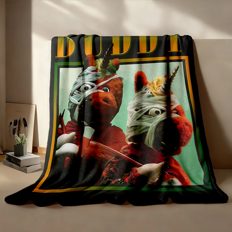 Buddy The Unicorn Rock Style Flannel Blanket, Dark Buddy Flannel Throw, Gift Warm Blanket