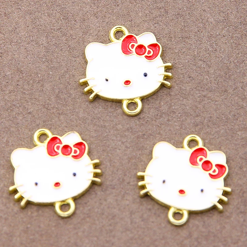 10pcs/lot Fashion  Enamel Color Cat Moon Sun Flower Connector Charms Pendant DIY Necklaces Earrings for Jewelry Making Accessori