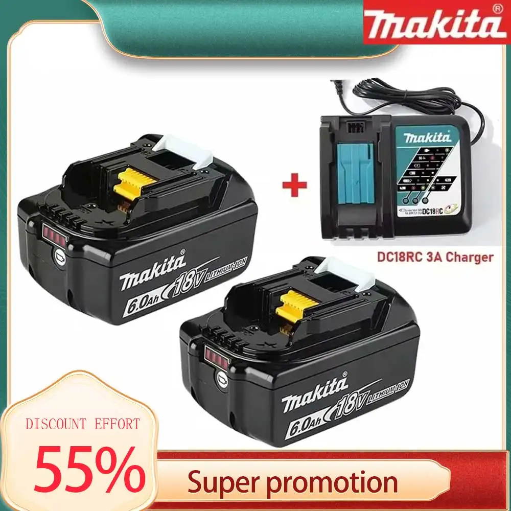 Original Makita 18V 6.0Ah wiederaufladbarer geeignet  Makita BL1840 BL1830 BL1830B BL1850 BL1850B Original-Elektrowerkzeug-Akku