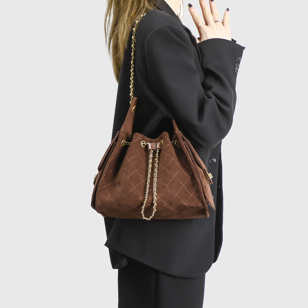 

New Trendy Diamond Chain Handbag, Matte Leather Single Shoulder Crossbody Bag for Women