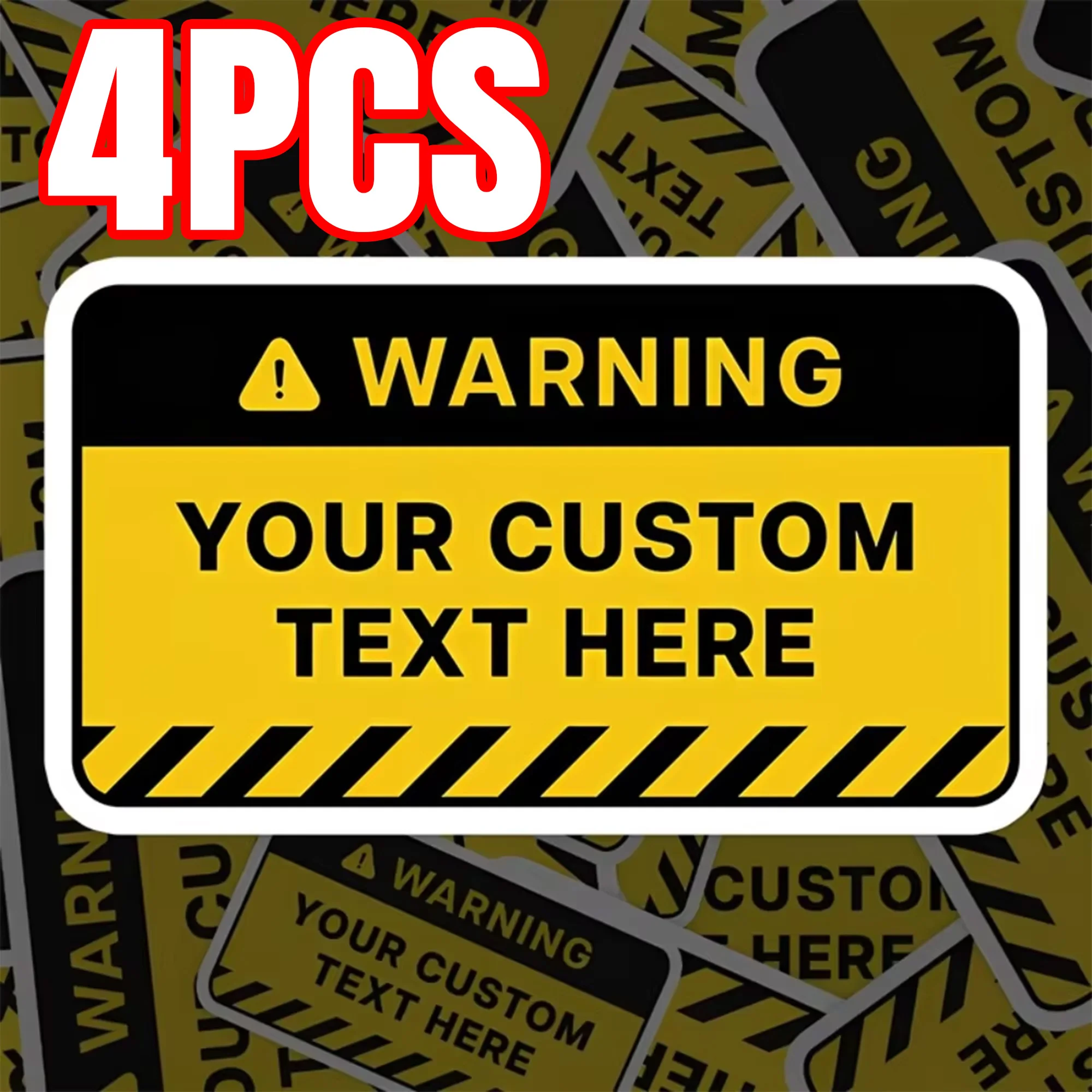 4PCS Personalized Warning Stickers Custom Text Safety Decals Garage Warehouse Car Exterior Use Weatherproof Durable Decals