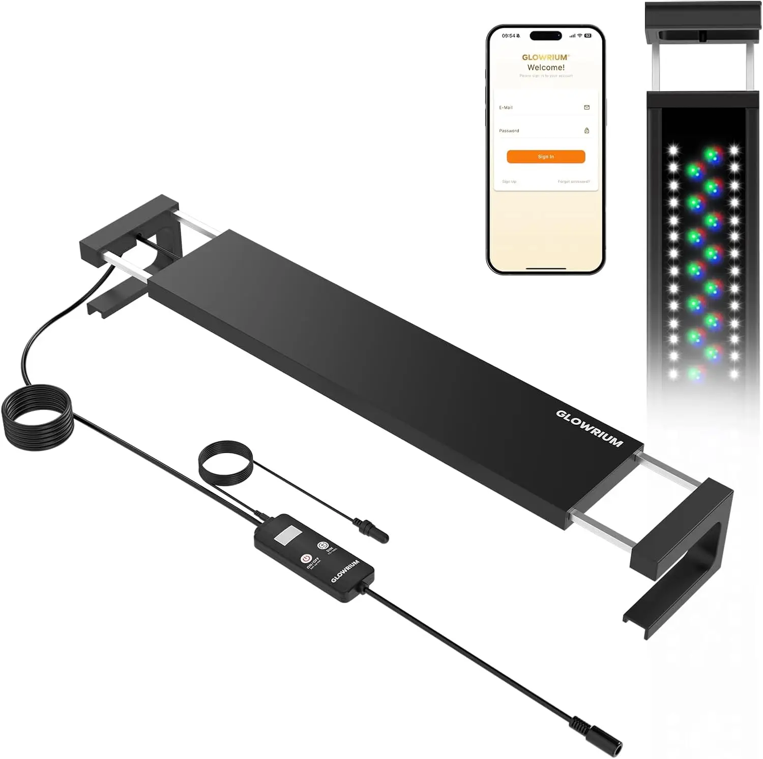 

Smart Aquarium Light with WiFi & Bluetooth Control, Adjustable Spectrum, Temperature Sensor for Freshwater Tanks (12-18 in)