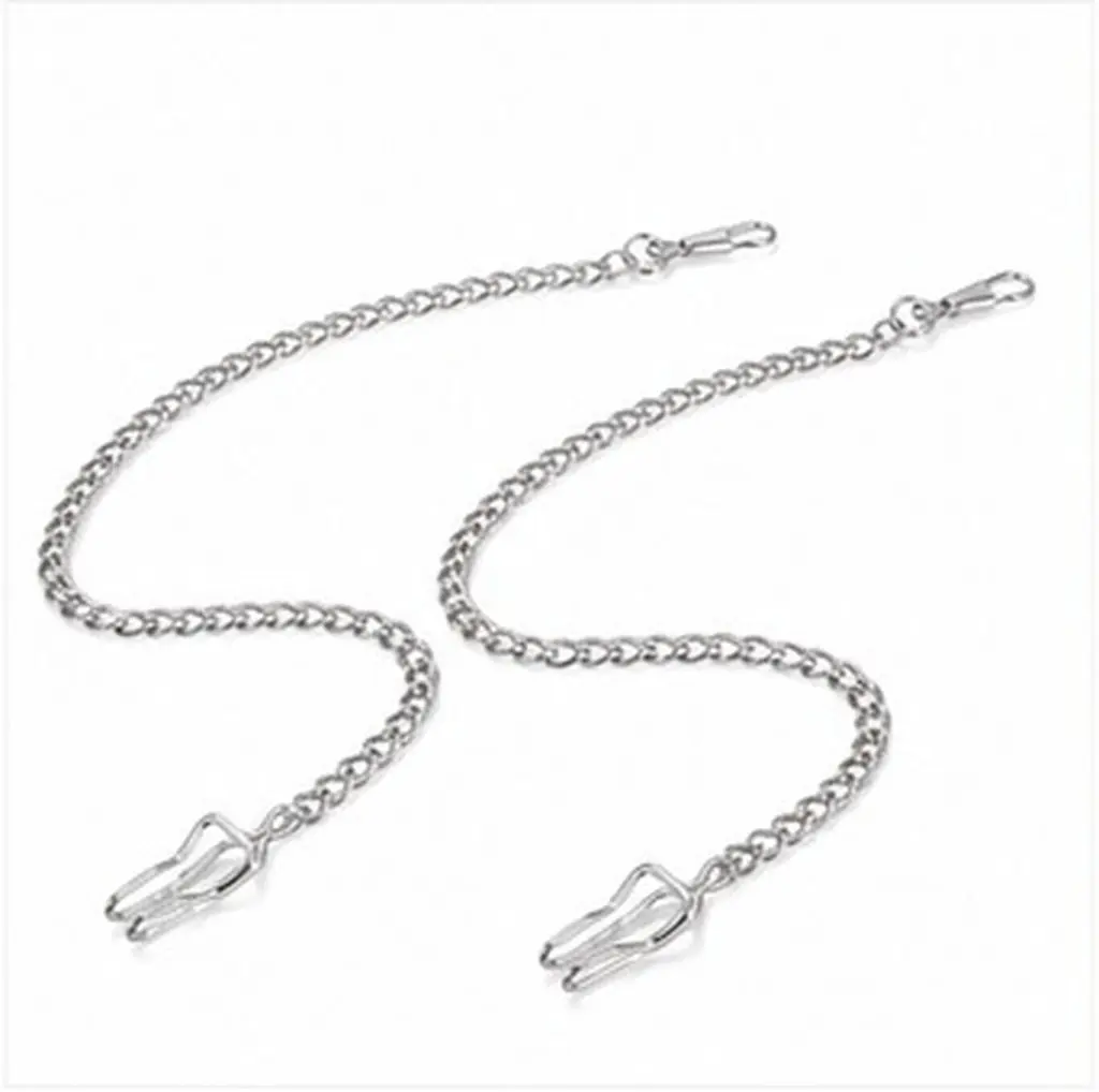 2Pcs Pocket Watch Chain Simple Stylish Wear Resistant Adjustable Metal Chain for Men Formal Watch Keychain