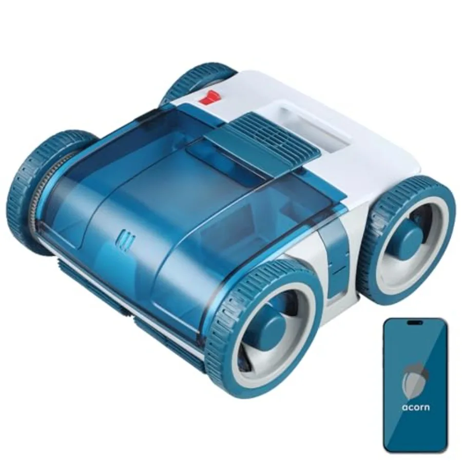 In-ground pool cleaner: cordless robotic, 150-min runtime, wall-climbing, Wi-Fi app control, suitable for up to 1, 076 sq.ft, b