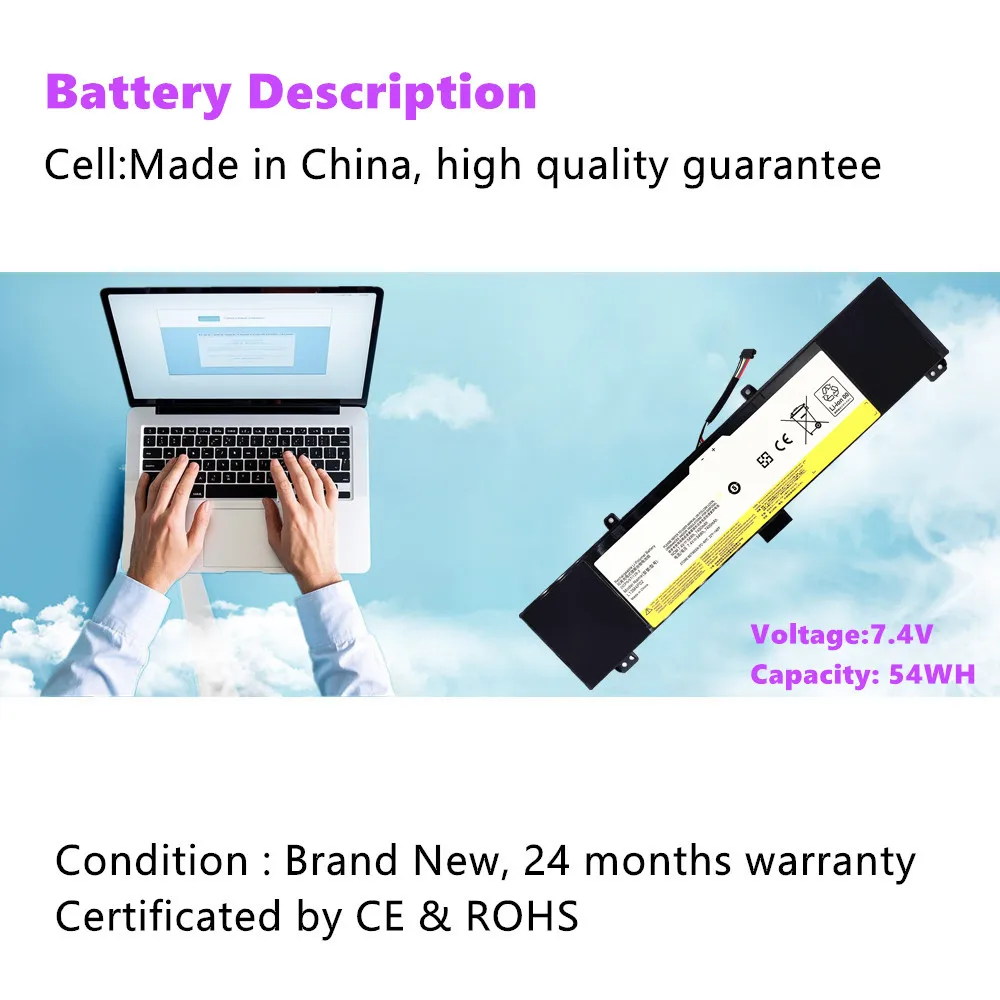 L13M4P02 L13N4P01 Laptop Battery for Lenovo Erazer Y50-70 Y50P-70 Y50-70 Y70-70 Touch Series 7.4V 54Wh