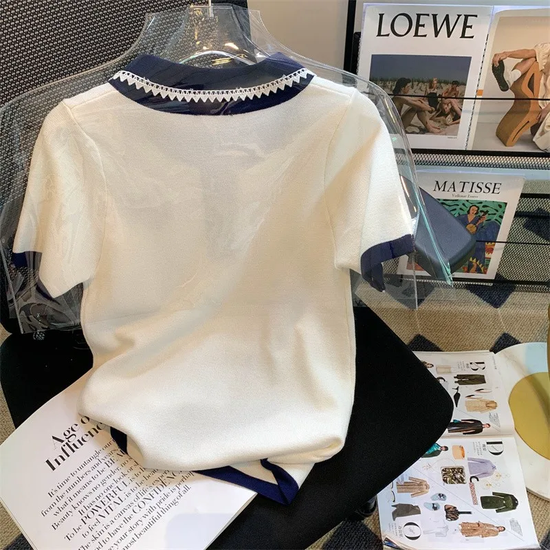 女性用半袖Tシャツ,ルーズでカジュアルなニットのトップス,夏,ファッショナブル,2024