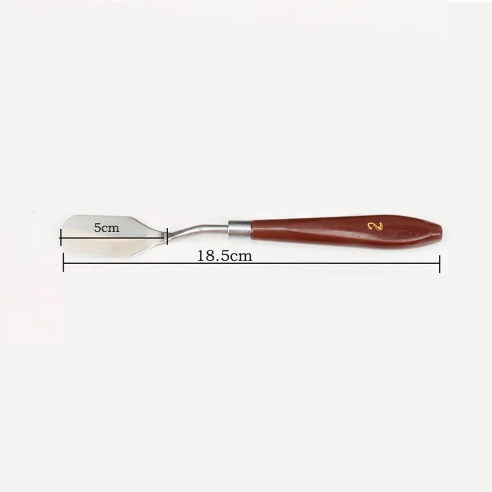 5PCS Wooden Handle Paint Mixing Spatula Diversified Head Shapes Smooth Polished Body Art Painting Scraper Metal Working Head