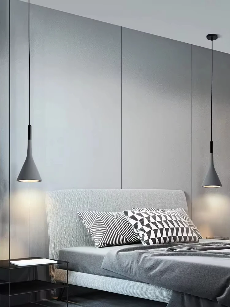 

Modern simple LED chandelier, bedroom dining room TV background wall lamp, bedside lamp three-color light change and warm light