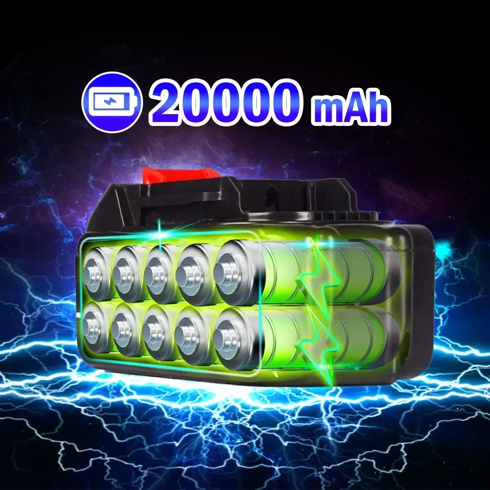 充電式リチウム電池,20v,20000mah/10000mah,電動工具用LED付き